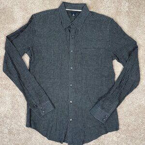 Osklen Rio De Janeiro Linen Shirt Mens Small Black White Windowpane Plaid Resort